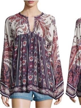Isabel marant Etoile paisley long sleeve blouse top 2